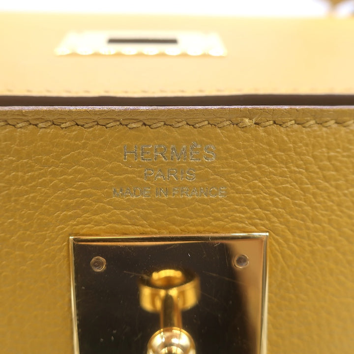 Hermes 2019 Kelly 28 Bag Jaune Ambre Togo Leather Gold Hardware