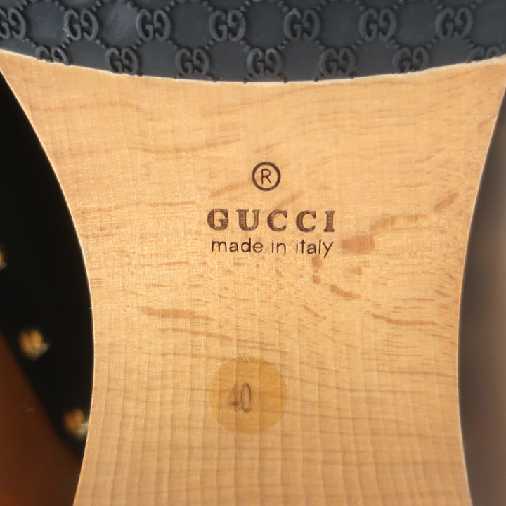 Gucci Bamboo-Bit Studded Clogs Black Leather Size 40