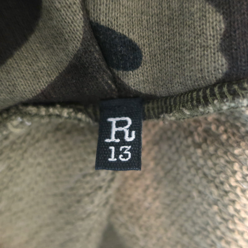 R13 Sequined Camouflage Hoodie Sweatshirt Army Green Cotton-Blend Size Small