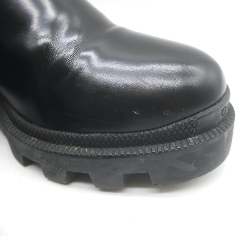 Gucci Trip Lug Sole Chelsea Boots Black Polished Leather Size 36.5