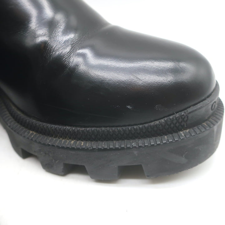 Gucci Trip Lug Sole Chelsea Boots Black Polished Leather Size 36.5