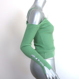 Jacquemus Tordu Cold Shoulder Cardigan Green Ribbed Knit Size 34