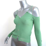 Jacquemus Tordu Cold Shoulder Cardigan Green Ribbed Knit Size 34