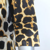 Yves Saint Laurent Leopard Print Silk Satin Sheath Dress Brown Size 44
