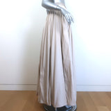 Lanvin Collection Blanche Ribbon-Tie Pleated Maxi Skirt Beige Silk-Blend Size 38