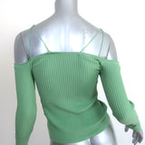 Jacquemus Tordu Cold Shoulder Cardigan Green Ribbed Knit Size 34
