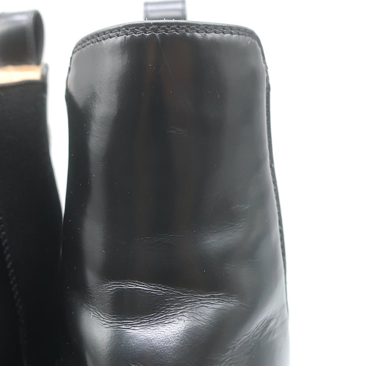 Gucci Trip Lug Sole Chelsea Boots Black Polished Leather Size 36.5
