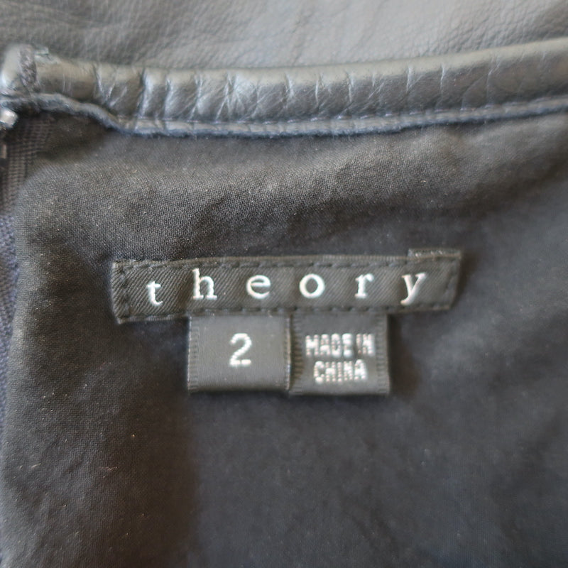 Theory Salindra Leather Mini Dress Black Size 2