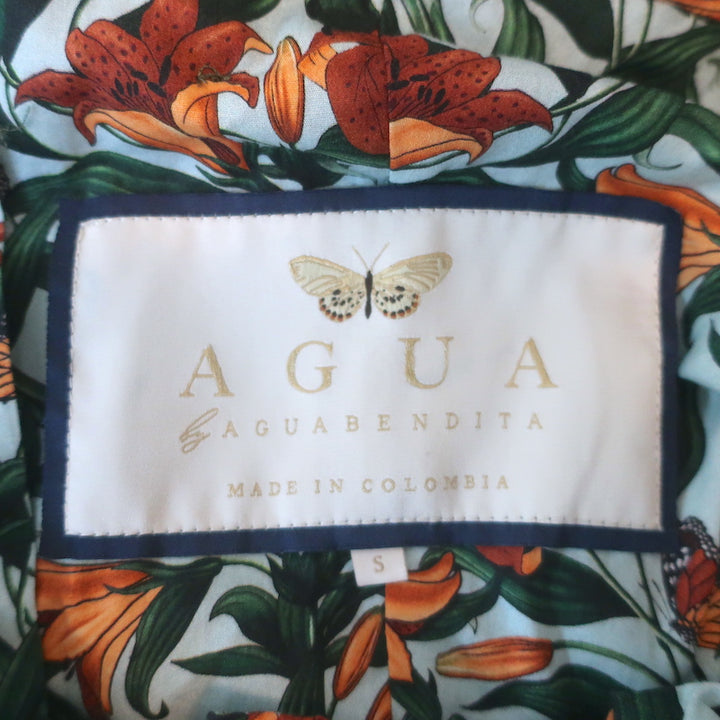 Agua By Agua Bendita Jardín Monarca Ruffled Mini Dress Blue Cotton Size Small