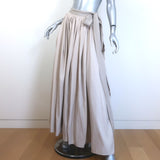 Lanvin Collection Blanche Ribbon-Tie Pleated Maxi Skirt Beige Silk-Blend Size 38