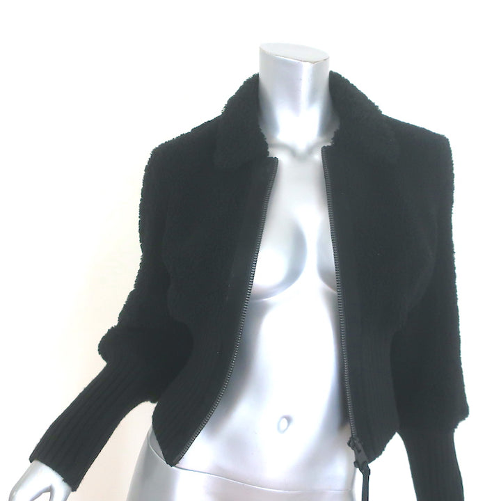 AllSaints Adria Shearling Bomber Jacket Black Size Medium