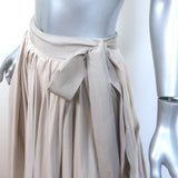 Lanvin Collection Blanche Ribbon-Tie Pleated Maxi Skirt Beige Silk-Blend Size 38