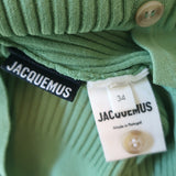 Jacquemus Tordu Cold Shoulder Cardigan Green Ribbed Knit Size 34