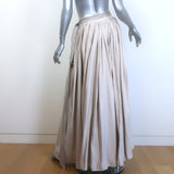 Lanvin Collection Blanche Ribbon-Tie Pleated Maxi Skirt Beige Silk-Blend Size 38