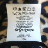 Yves Saint Laurent Leopard Print Silk Satin Sheath Dress Brown Size 44