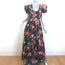 G. Label by goop Rita Puff Sleeve Maxi Dress Black Floral Print Cotton Size 8