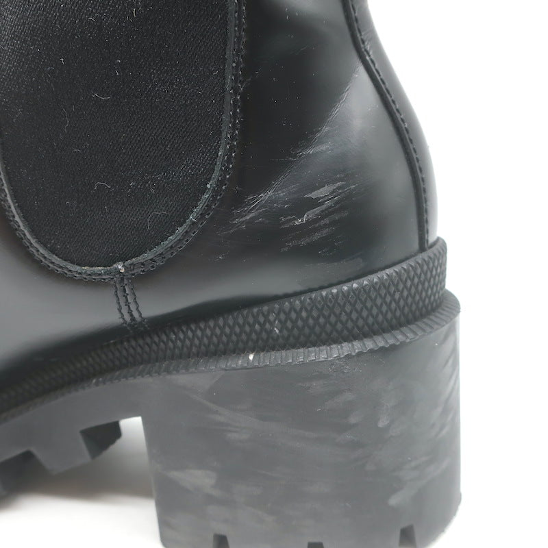 Gucci Trip Lug Sole Chelsea Boots Black Polished Leather Size 36.5