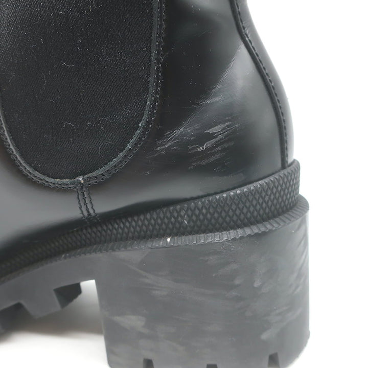 Gucci Trip Lug Sole Chelsea Boots Black Polished Leather Size 36.5