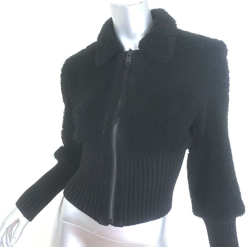 AllSaints Adria Shearling Bomber Jacket Black Size Medium