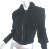 AllSaints Adria Shearling Bomber Jacket Black Size Medium