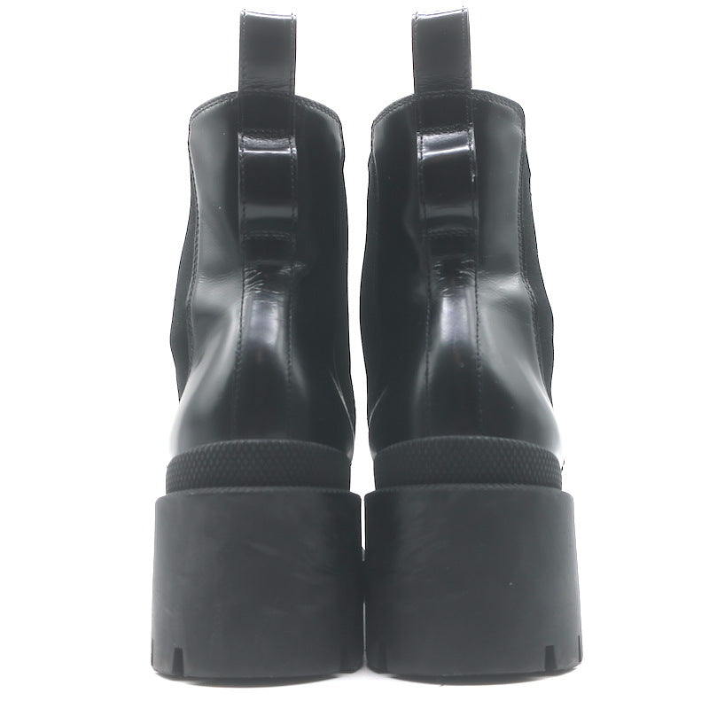 Gucci Trip Lug Sole Chelsea Boots Black Polished Leather Size 36.5