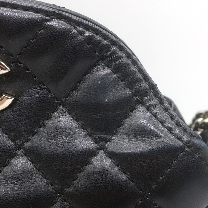 Chanel 2011 Quilted Lambskin Leather Chain-Strap Small Crossbody Bag Black
