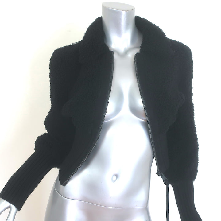 AllSaints Adria Shearling Bomber Jacket Black Size Medium NEW