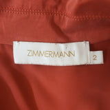 Zimmermann Blouson-Sleeve Mini Wrap Dress Crimson Washed Silk Size 2