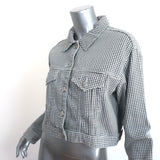 Zara Gingham Check Denim Jacket Gray/White Size Small NEW