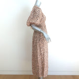 Zimmermann Melody Puff Sleeve Midi Dress Leopard Print Linen Size 0