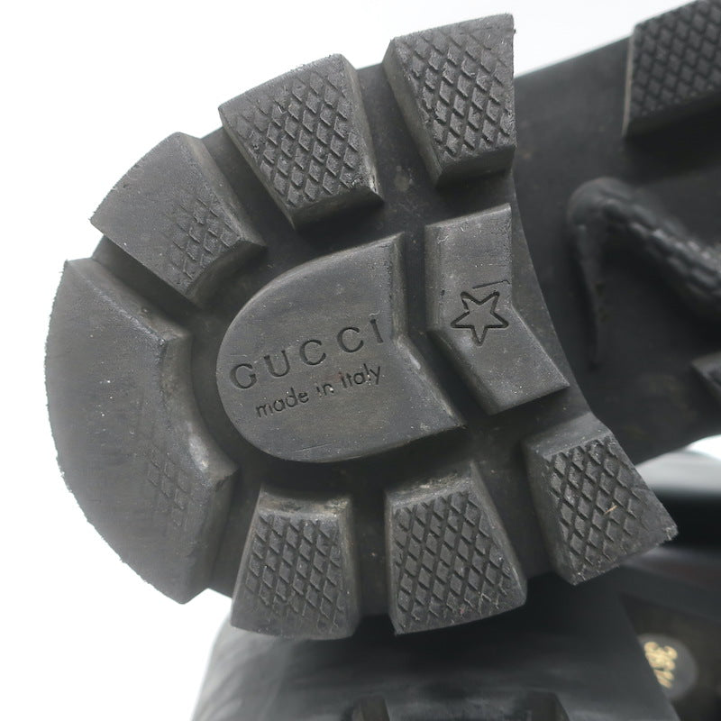 Gucci Trip Lug Sole Chelsea Boots Black Polished Leather Size 36.5