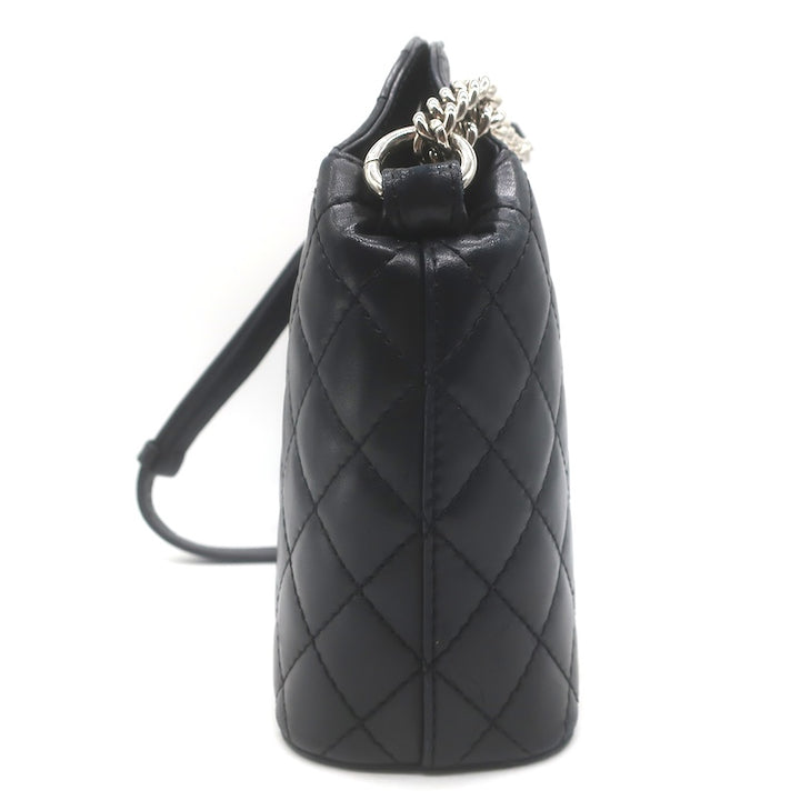 Chanel 2011 Quilted Lambskin Leather Chain-Strap Small Crossbody Bag Black