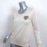 Christian Dior Beaded Heart Sweater Ivory Cashmere-Silk Size 40