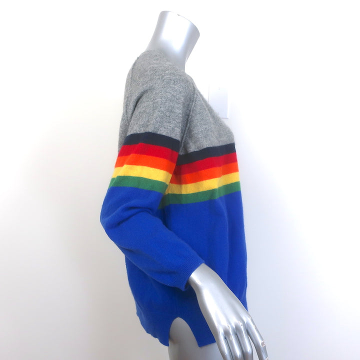 Jumper 1234 Cashmere Rainbow Stripe Sweater Gray &amp; Blue Size 2