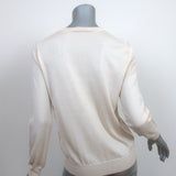 Christian Dior Beaded Heart Sweater Ivory Cashmere-Silk Size 40