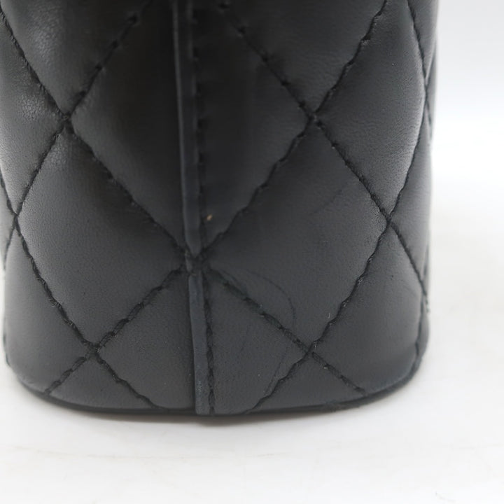 Chanel 2011 Quilted Lambskin Leather Chain-Strap Small Crossbody Bag Black
