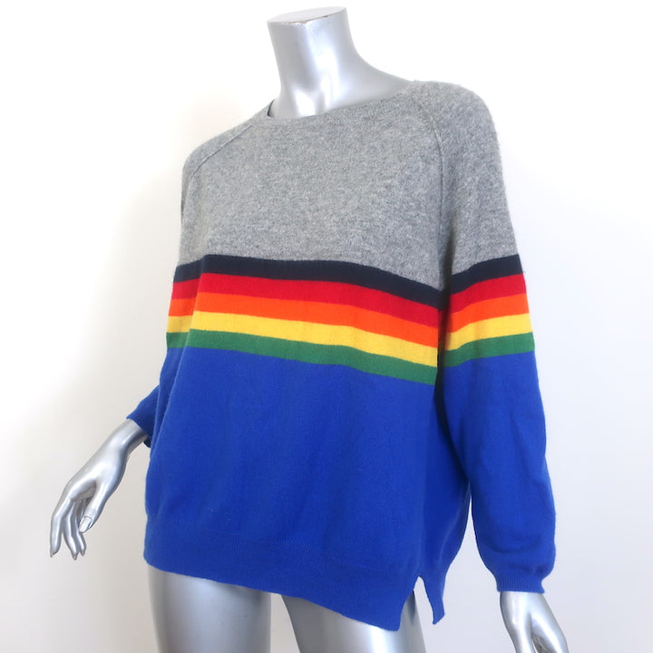 Jumper 1234 Cashmere Rainbow Stripe Sweater Gray &amp; Blue Size 2
