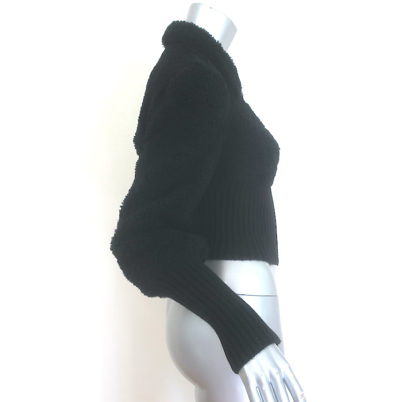 AllSaints Adria Shearling Bomber Jacket Black Size Medium NEW