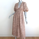 Zimmermann Melody Puff Sleeve Midi Dress Leopard Print Linen Size 0
