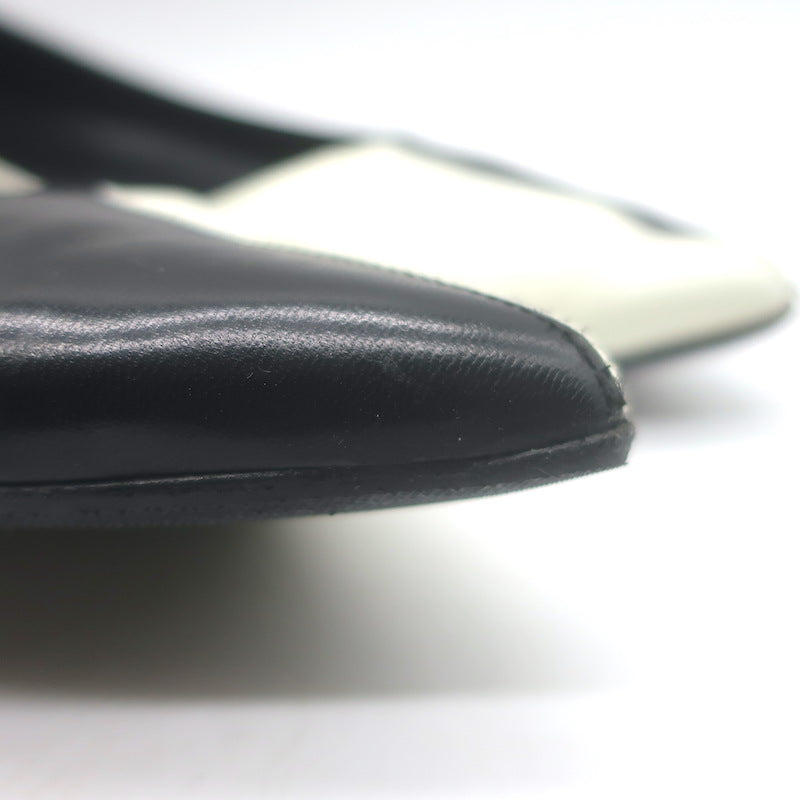 Saint Laurent Two-Tone Pointed Toe Ballet Flats Black &amp; Cream Leather Size 39.5