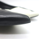 Saint Laurent Two-Tone Pointed Toe Ballet Flats Black & Cream Leather Size 39.5