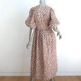 Zimmermann Melody Puff Sleeve Midi Dress Leopard Print Linen Size 0