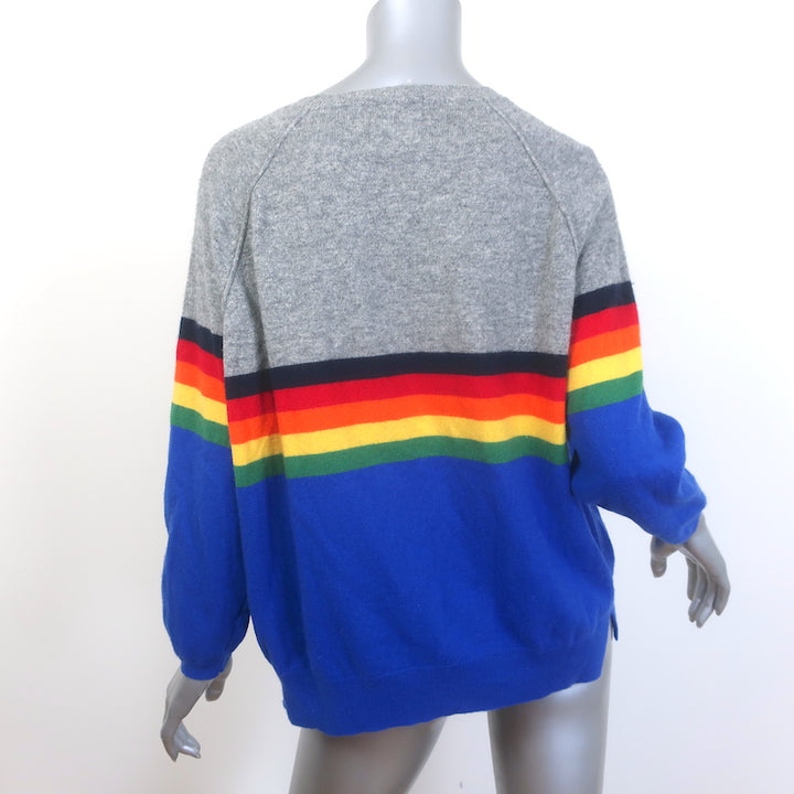 Jumper 1234 Cashmere Rainbow Stripe Sweater Gray &amp; Blue Size 2