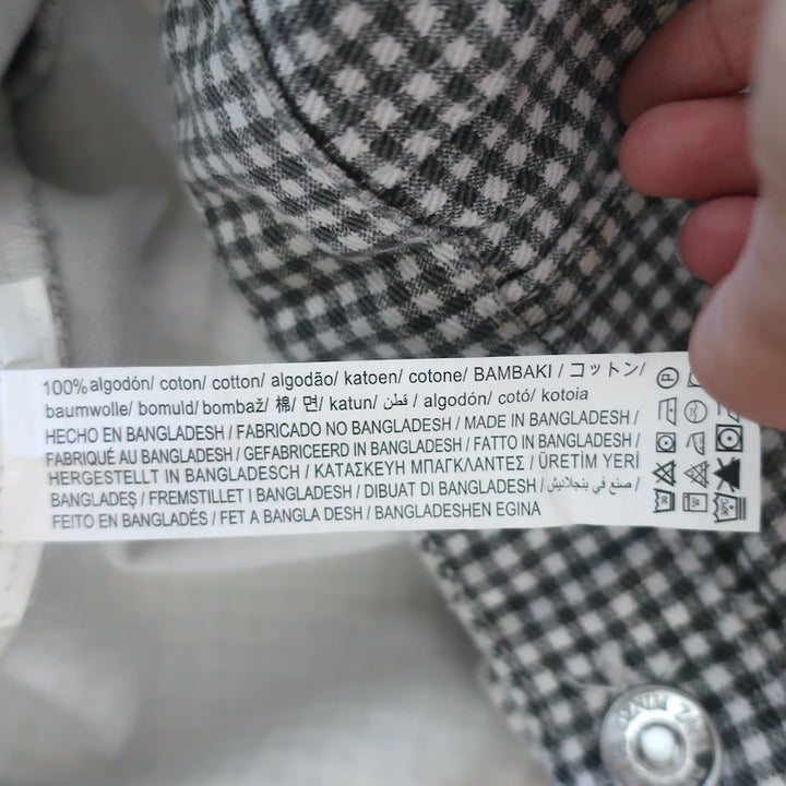Zara Gingham Check Denim Jacket Gray/White Size Small NEW