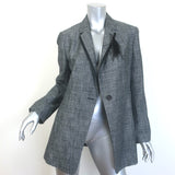 Brunello Cucinelli Monili Beaded Feather Brooch Blazer Gray Linen-Blend Size 44