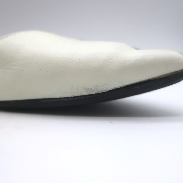 Saint Laurent Two-Tone Pointed Toe Ballet Flats Black &amp; Cream Leather Size 39.5