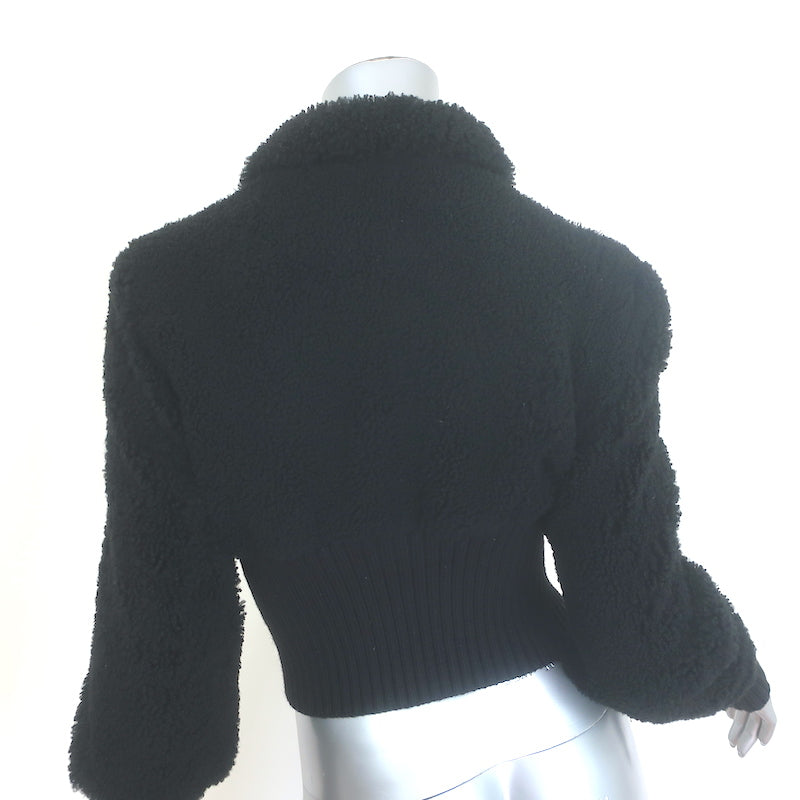AllSaints Adria Shearling Bomber Jacket Black Size Medium NEW