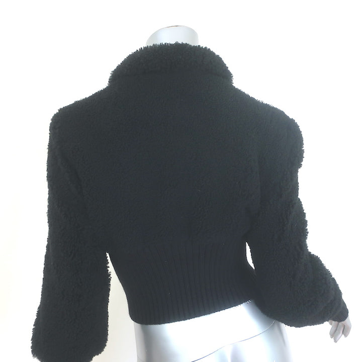 AllSaints Adria Shearling Bomber Jacket Black Size Medium NEW