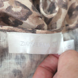 Zimmermann Melody Puff Sleeve Midi Dress Leopard Print Linen Size 0