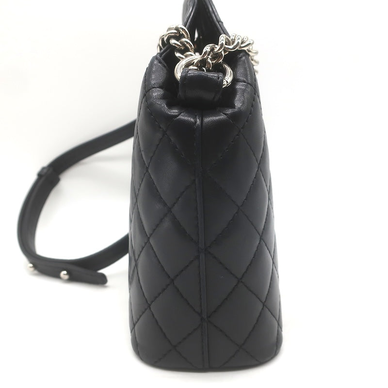 Chanel 2011 Quilted Lambskin Leather Chain-Strap Small Crossbody Bag Black